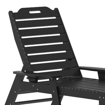 Emma And Oliver Set Of 2 Poly Resin Adjustable Adirondack Lounger With Swivel Cup Holder For Indoor/Outdoor Use - Image 7