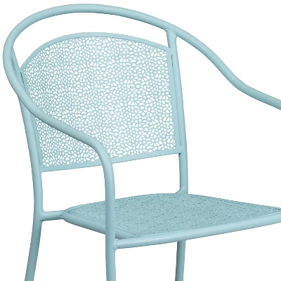 Emma And Oliver Commercial Grade Colorful Metal Patio Arm Chair With Round Back - Image 4