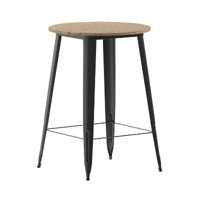 Emma And Oliver Indoor/Outdoor Bar Top Table, 30" Round All Weather Poly Resin Top With Steel Base - Image 13