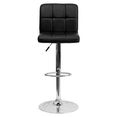 Emma And Oliver 2 Pack Contemporary Quilted Vinyl Adjustable Height Barstool With Chrome Base - Image 4