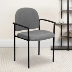 Emma And Oliver Comfort Stackable Steel Side Reception Chair With Arms