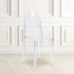 Emma And Oliver 4 Pack Ghost Side Chair In Transparent Crystal Stack Chair - Event & Accent Chair