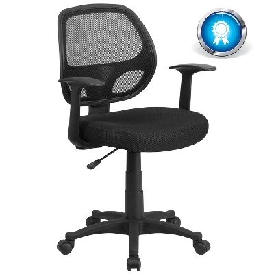 Emma And Oliver Mid-Back Black Mesh Swivel Task Office Chair With T-Arms - Image 9