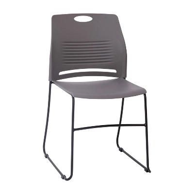 Emma And Oliver Heavy Duty 660 Lb. Capacity Ergonomic Polypropylene Stack Chair With Perforated Back And Steel Sled Base - Image 11