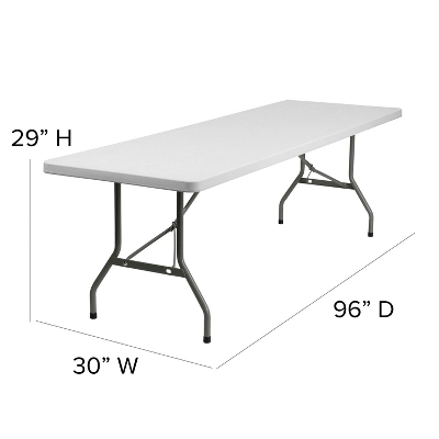 Emma And Oliver 8-Foot Granite White Plastic Folding Table - Banquet / Event Folding Table - Image 2