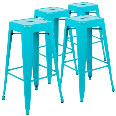 Emma And Oliver 4 Pack 30" High Metal Indoor Bar Stool - Stackable Stool - Image 13