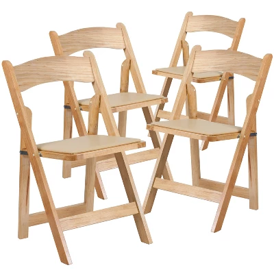 Emma And Oliver 4 Pack Wood Folding Chair With Vinyl Padded Seat - Image 15