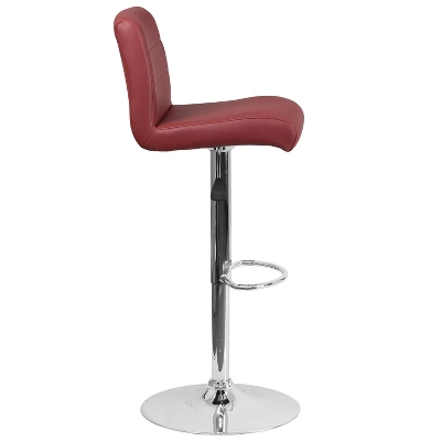 Emma And Oliver 2 Pack Contemporary Vinyl Adjustable Height Barstool With Rolled Seat And Chrome Base - Image 3