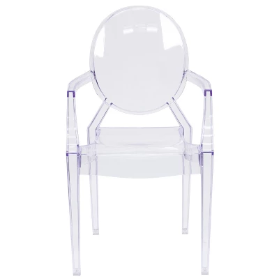 Emma And Oliver Oval Back Ghost Chair With Arms In Transparent Crystal - Image 8