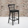 Emma And Oliver Two-Slat Ladder Back Black Metal Restaurant Dining Barstool