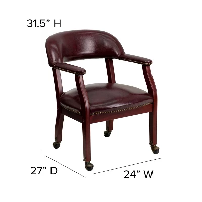 Emma And Oliver Conference Chair With Accent Nail Trim And Casters - Image 3