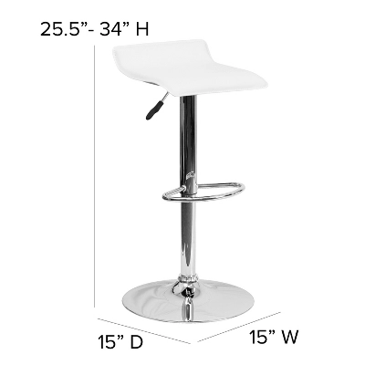 Emma And Oliver 2 Pack Contemporary Vinyl Adjustable Height Barstool With Solid Wave Seat And Chrome Base - Image 4