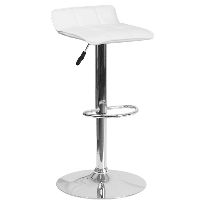 Emma And Oliver 2 Pack Contemporary Vinyl Adjustable Height Barstool With Quilted Wave Seat And Chrome Base - Image 10