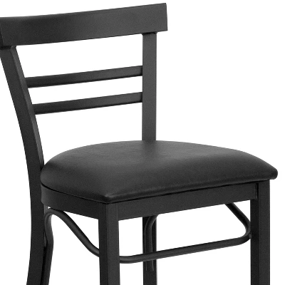 Emma And Oliver Two-Slat Ladder Back Black Metal Restaurant Dining Barstool - Image 5