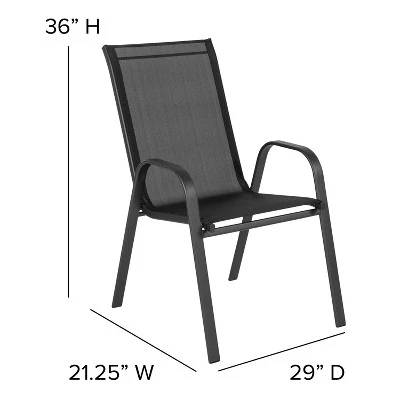 Emma And Oliver 4 Pack Outdoor Stack Chair With Flex Comfort Material - Patio Stack Chair - Image 5