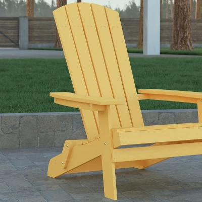 Emma And Oliver Set Of 2 Indoor/Outdoor Poly Resin Folding Adirondack Chairs, All-Weather Chairs For Porch, Patio, Or Sunroom - Image 5