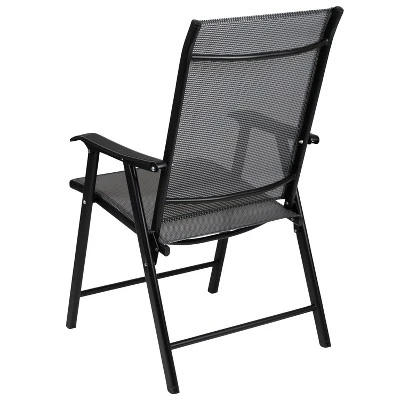 Emma And Oliver Black Outdoor Folding Patio Sling Chair / Portable Chair (2 Pack) - Image 9
