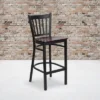 Emma And Oliver 2 Pack Vertical Back Metal Restaurant Barstool