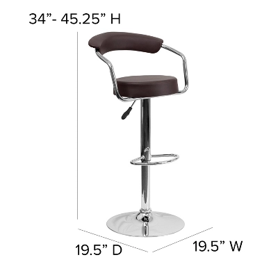 Emma And Oliver Contemporary Vinyl Adjustable Height Barstool With Arms - Image 6