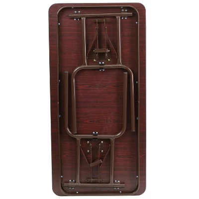 Emma And Oliver 4-Foot Mahogany Melamine Laminate Folding Banquet Table - Image 7
