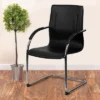 Emma And Oliver 4 Pack Black Vinyl Side Reception Chair W/ Chrome Sled Base - Lobby & Guest Seating