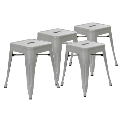 Emma And Oliver 18 Inch Table Height Indoor Stackable Metal Dining Stool-Set Of 4 - Image 13