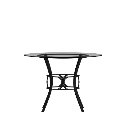 Emma And Oliver 42'' Round Glass Dining Table With Black Metal Frame - Image 10