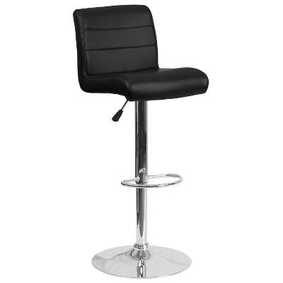 Emma And Oliver Swivel Rolled Seat Adjustable Height Barstool With Chrome Base - Image 15