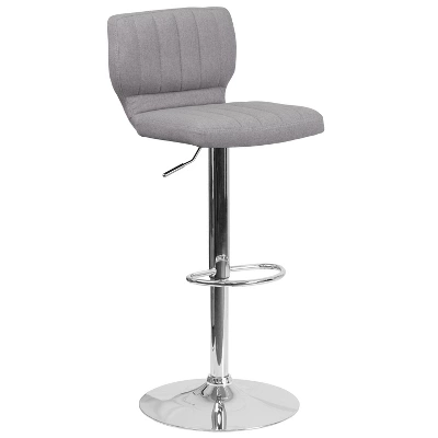 Emma And Oliver 2 Pack Contemporary Vinyl Adjustable Height Barstool With Vertical Stitch Back And Chrome Base - Image 10