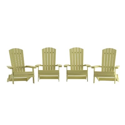 Emma And Oliver Set Of 4 Indoor/Outdoor Poly Resin Folding Adirondack Chairs, All-Weather Chairs For Porch, Patio, Or Sunroom - Image 12