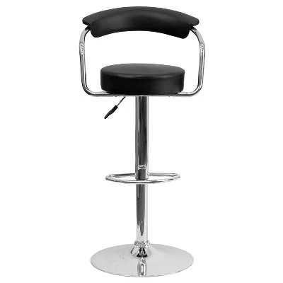 Emma And Oliver Contemporary Vinyl Adjustable Height Barstool With Arms - Image 4