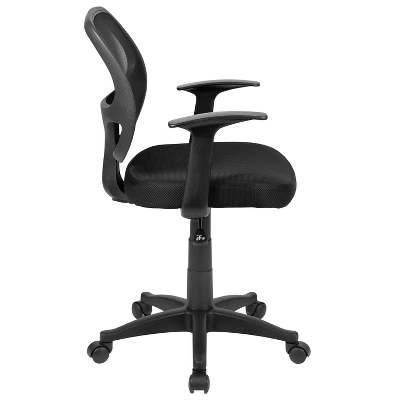 Emma And Oliver Mid-Back Black Mesh Swivel Task Office Chair With T-Arms - Image 2