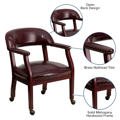 Emma And Oliver Conference Chair With Accent Nail Trim And Casters - Image 2