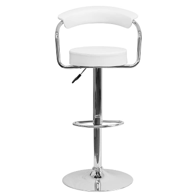 Emma And Oliver 2 Pack Contemporary Vinyl Adjustable Height Barstool With Arms And Chrome Base - Image 4