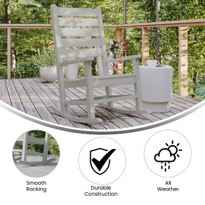 Emma And Oliver Contemporary Rocking Chair, All-Weather HDPE Indoor/Outdoor Rocker - Image 5