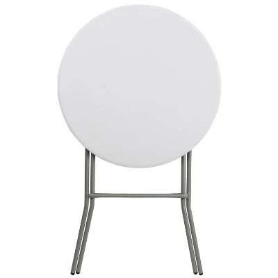 Emma And Oliver 2.6-Foot Round Granite White Plastic Bar Height Folding Event Table - Image 4