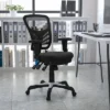 Emma And Oliver Mid-Back Black Mesh Multifunction Ergonomic Office Chair With Adjustable Arms