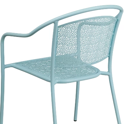 Emma And Oliver Commercial Grade Colorful Metal Patio Arm Chair With Round Back - Image 5