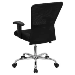 Emma And Oliver Mid-Back Black Mesh Contemporary Swivel Task Adjustable Arm Office Chair