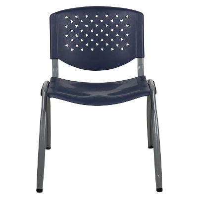 Emma And Oliver Home And Office Navy Plastic Stack Chair With Perforated Back - Guest Chair - Image 2