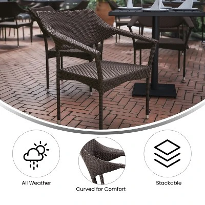 Emma And Oliver Modern All-Weather Patio Dining Chair With Fade And Weather Resistant PE Rattan And Reinforced Steel Frame - Image 5