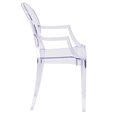 Emma And Oliver Oval Back Ghost Chair With Arms In Transparent Crystal - Image 7