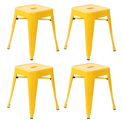 Emma And Oliver 18 Inch Table Height Indoor Stackable Metal Dining Stool-Set Of 4 - Image 16
