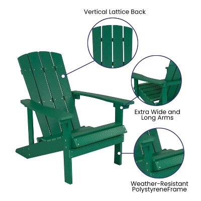 Emma And Oliver All-Weather Adirondack Chair In Faux Wood - Image 2