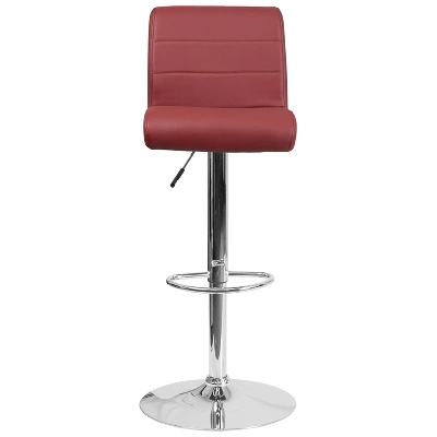 Emma And Oliver 2 Pack Contemporary Vinyl Adjustable Height Barstool With Rolled Seat And Chrome Base - Image 4
