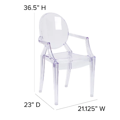 Emma And Oliver Oval Back Ghost Chair With Arms In Transparent Crystal - Image 3