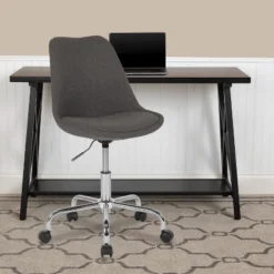 Emma And Oliver Mid-Back Dark Gray Fabric Pneumatic Lift Task Office Chair