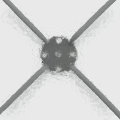 Emma And Oliver 31.5" Square Tempered Glass Metal Table With Smooth Ripple Design Top - Image 2