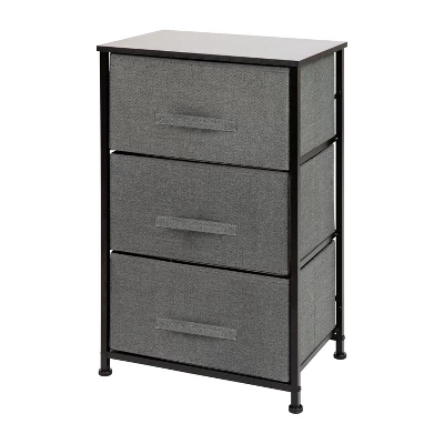 Emma And Oliver 3 Drawer Vertical Storage Dresser With Wood Top & Fabric Pull Drawers - Image 10