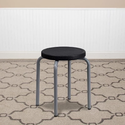 Emma And Oliver Stackable Stool With Silver Powder Coated Frame